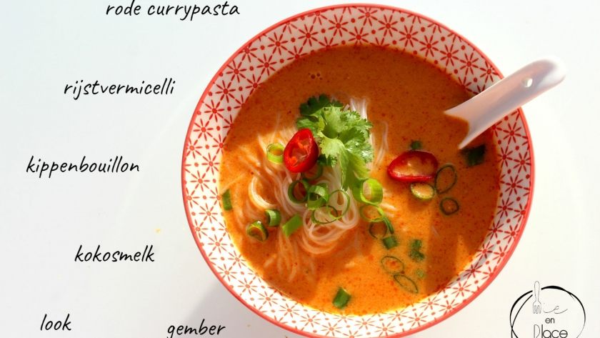 Mie en Place rode curry gember soep