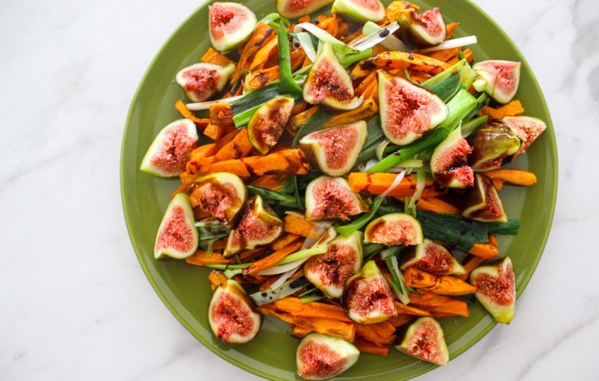 Salade met zoete aardappel en vijgen