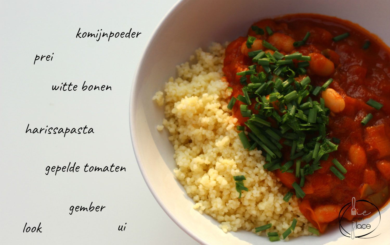 mie en place spicy bonen met prei