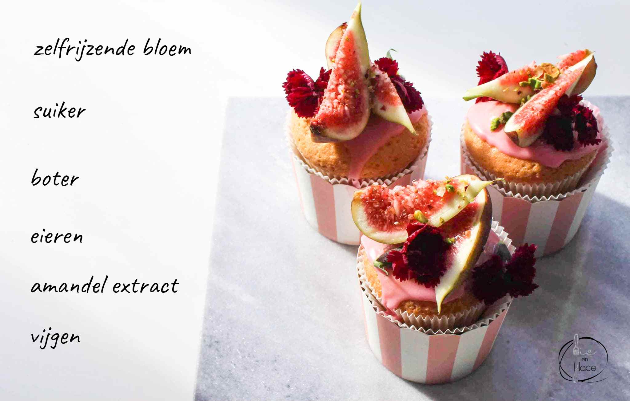 Mie en Place cupecakes met vijgen en amandel