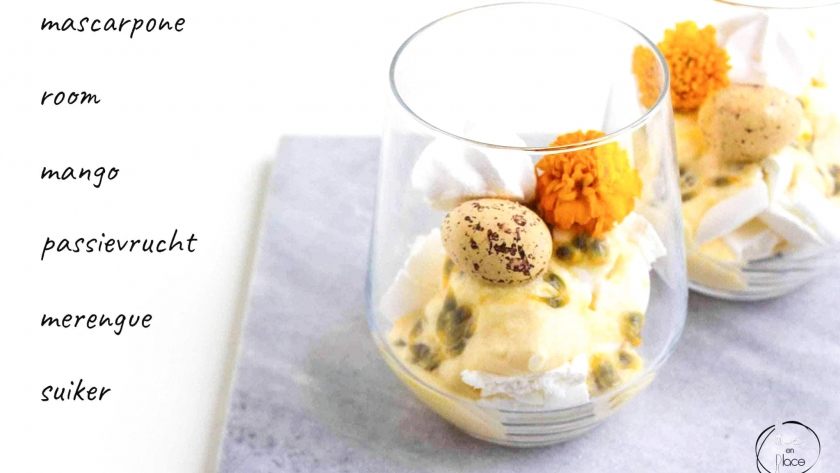 Mie en Place Eton mess met mango en passievrucht