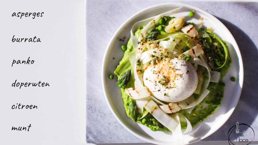 Mie en Place gegrilde asperges met burrata