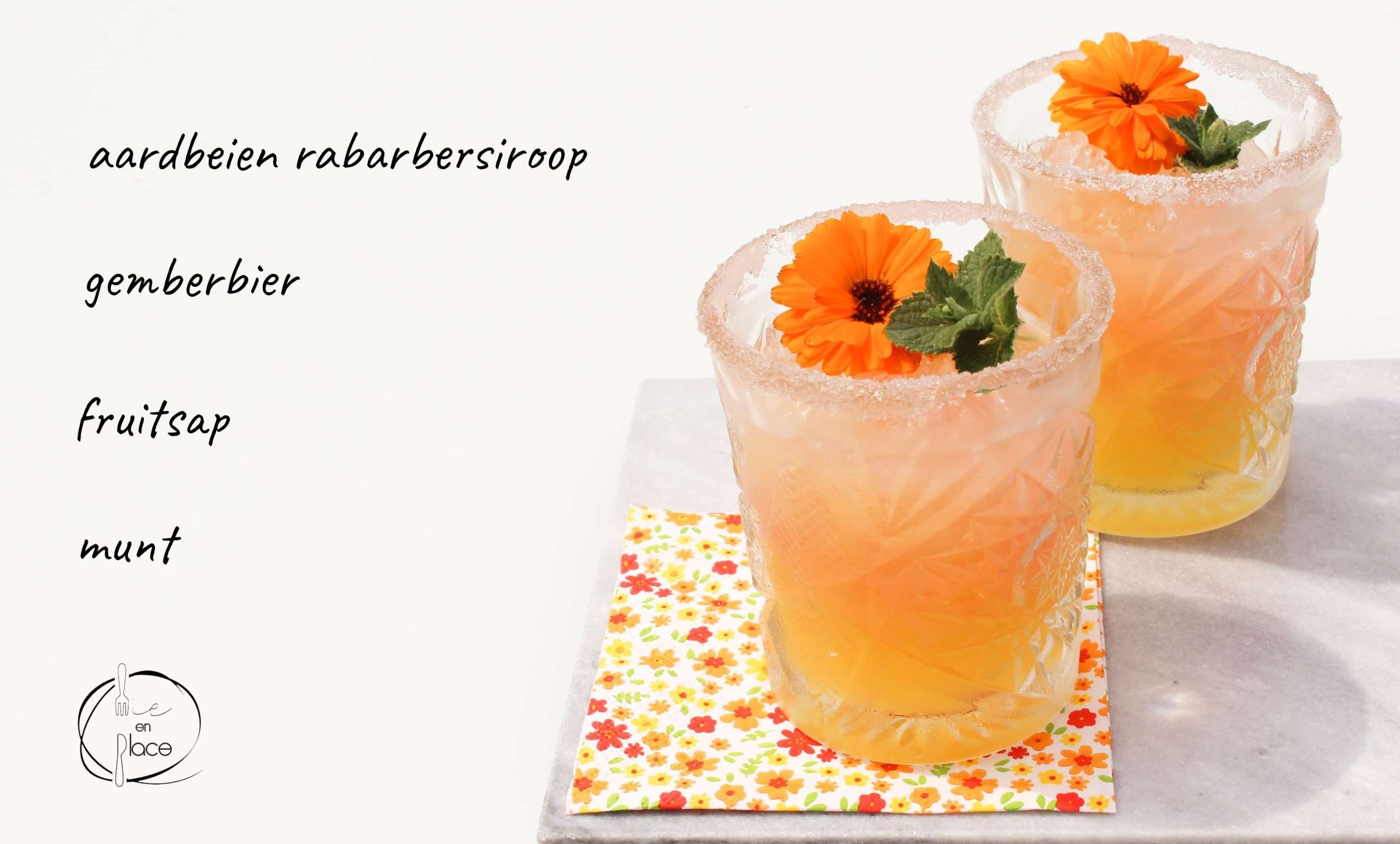 Mie en Place aardbeien rabarbermocktail