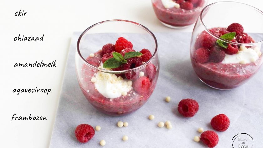 Mie en Place chiapudding met frambozen