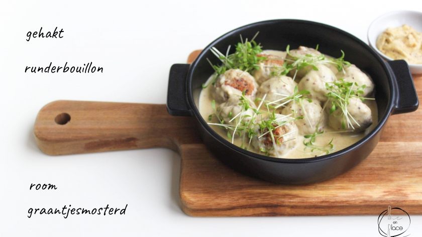 Mie en Place gehaktballetjes in mosterdsaus