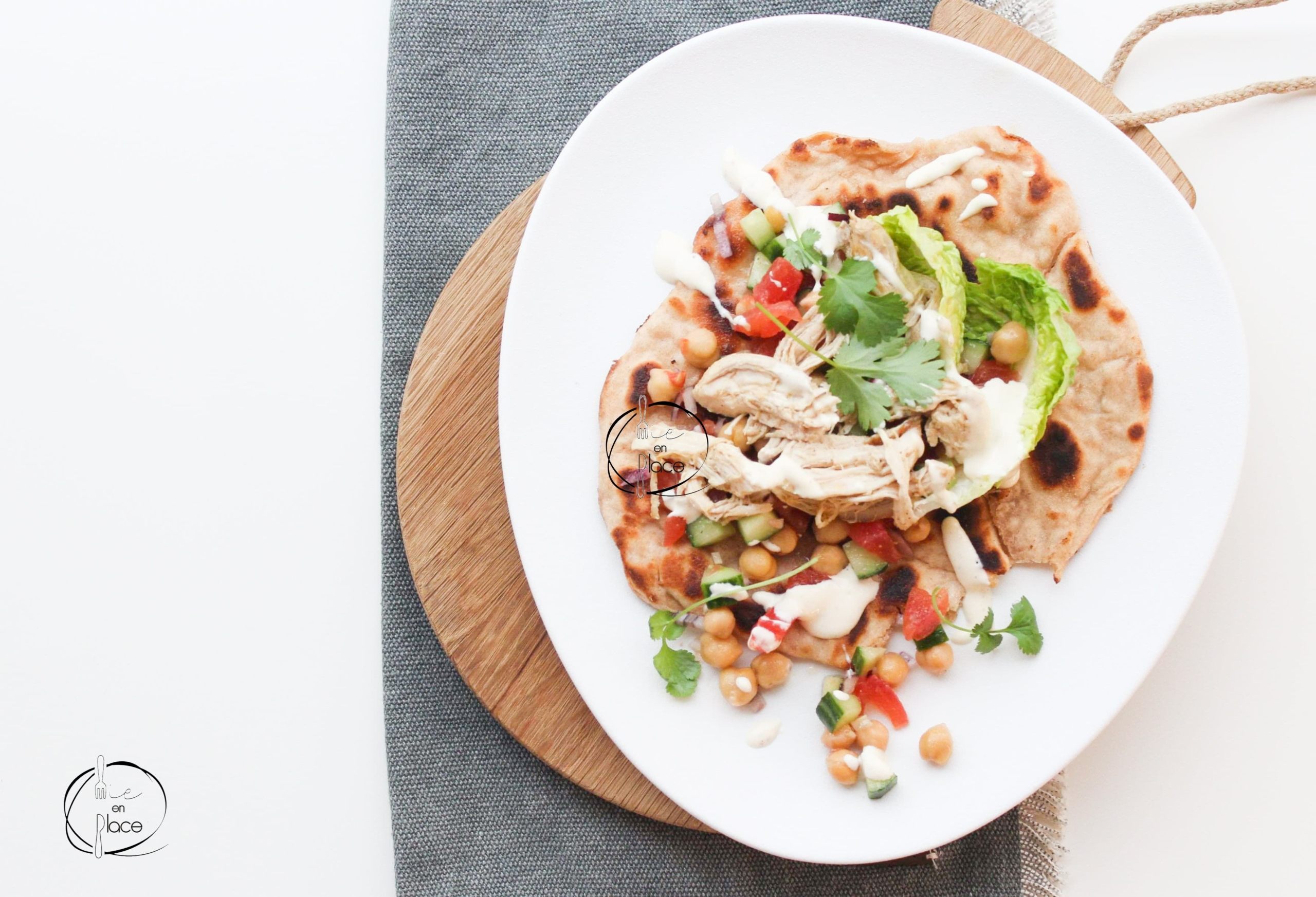 Mie en Place flatbread met pulled chicken