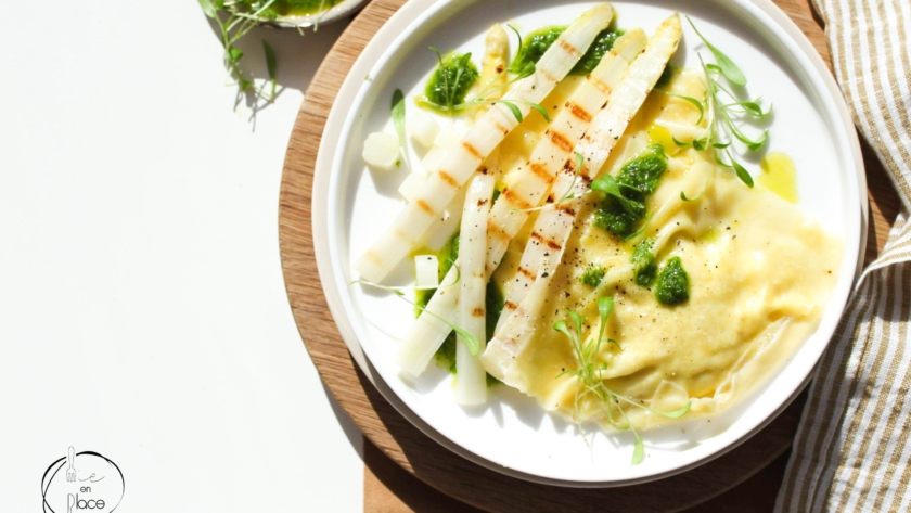 Mie en Place ravioli met gegrilde asperges