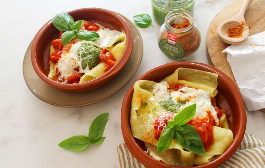 Mie en place open lasagne met straciatella