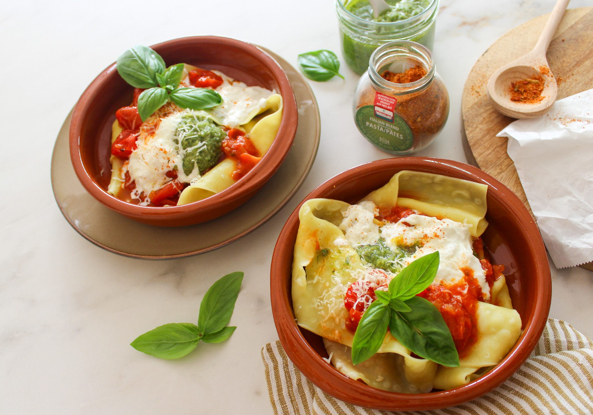 Mie en place open lasagne met straciatella