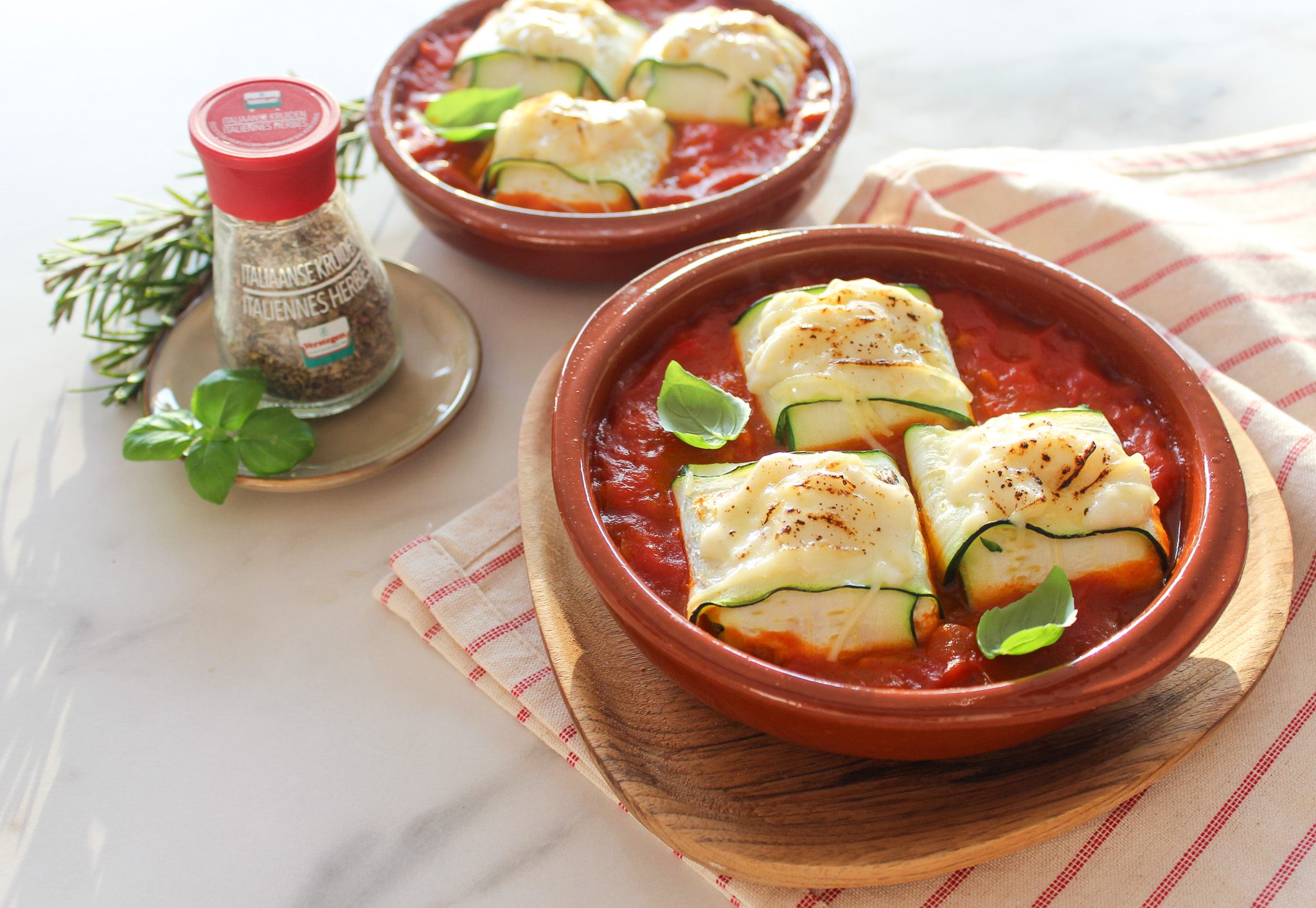Courgette rolletjes met kaas